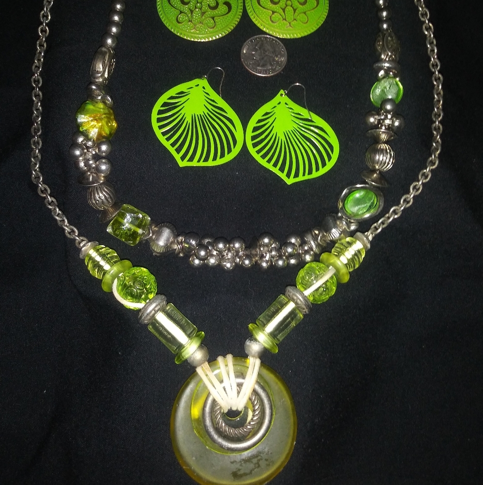 2 necklaces and two earrings